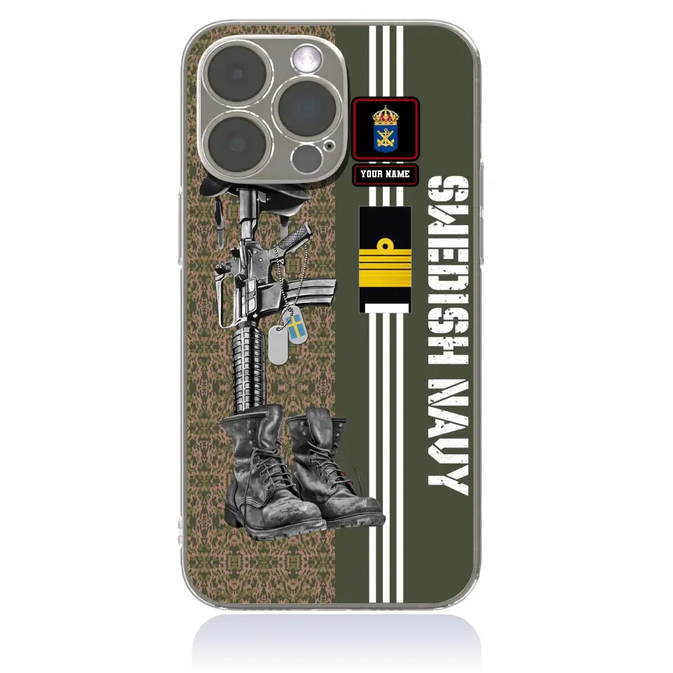 Personalized Sweden Soldier/Veterans With Rank, Name Phone Case Printed - 0403240001