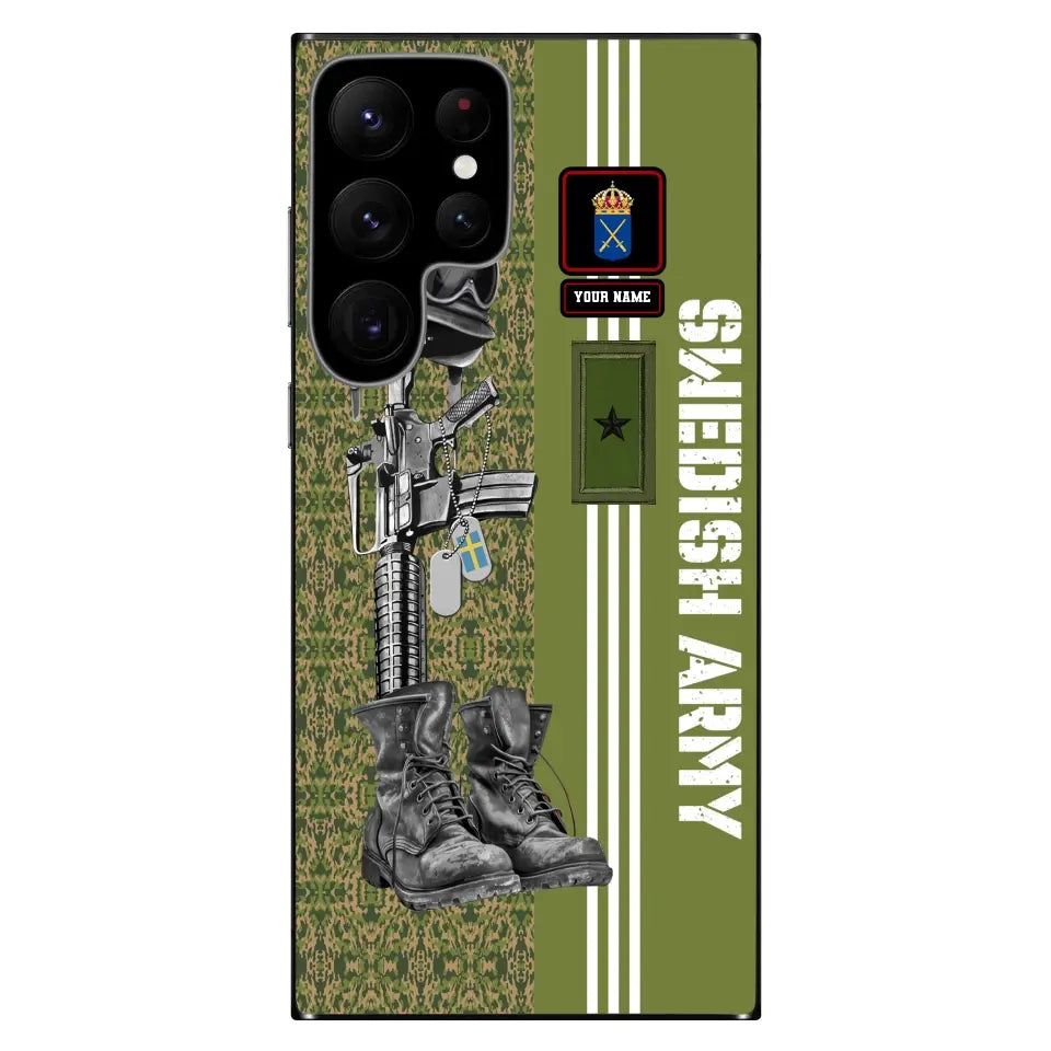 Personalized Sweden Soldier/Veterans With Rank, Name Phone Case Printed - 0403240001