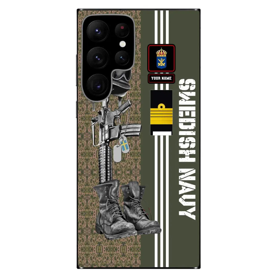 Personalized Sweden Soldier/Veterans With Rank, Name Phone Case Printed - 0403240001