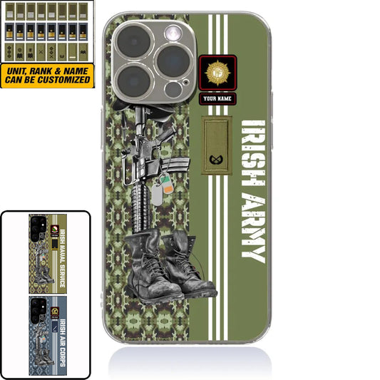 Personalized Ireland Soldier/Veterans With Rank, Name Phone Case Printed - 0403240001