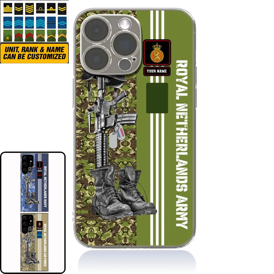 Personalized Netherlands Soldier/Veterans With Rank, Name Phone Case Printed - 0403240001