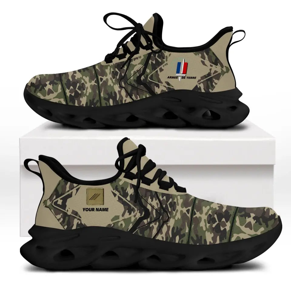 Personalisierte französische Soldaten/Veteranen mit Rang und Namen, bedruckte Herren-Sneakers – 0403240001