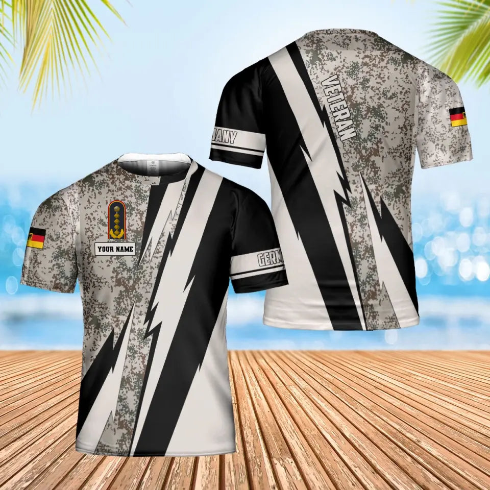 Sweat à capuche personnalisé avec camouflage soldat/vétéran allemand avec nom et grade imprimé en 3D - 0503240001