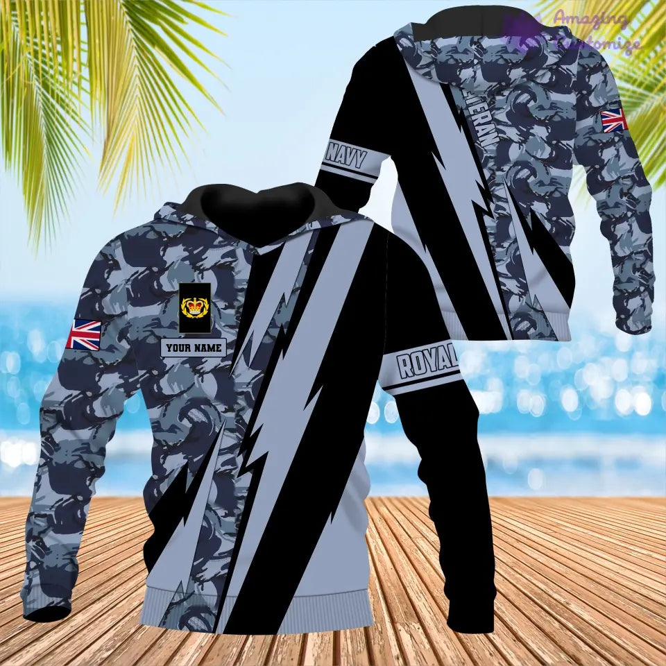 Personalisiertes Hawaiihemd mit Camouflage-Muster für britische Soldaten/Veteranen mit Namen und Rang, 3D-Druck – 0503240001