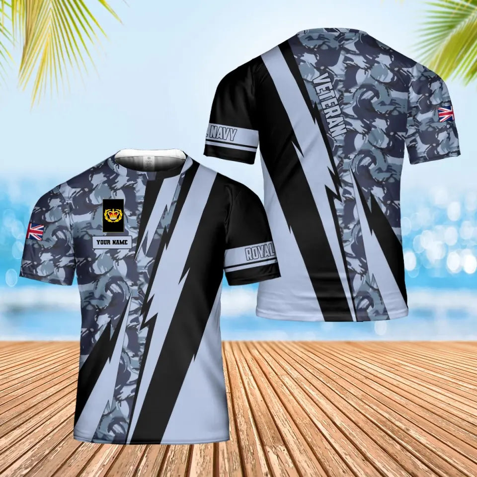 Personalisiertes Hawaiihemd mit Camouflage-Muster für britische Soldaten/Veteranen mit Namen und Rang, 3D-Druck – 0503240001