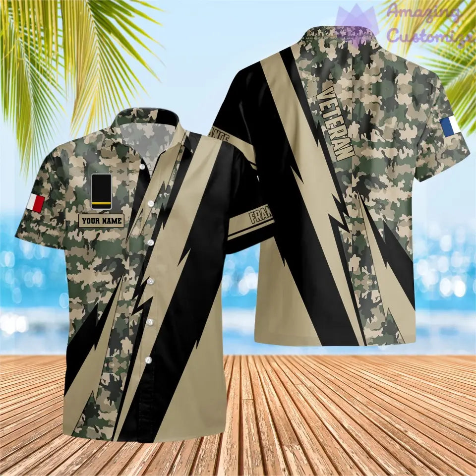 Personalized France Soldier/ Veteran Camo With Name And Rank Hoodie 3D Printed  - 17095968