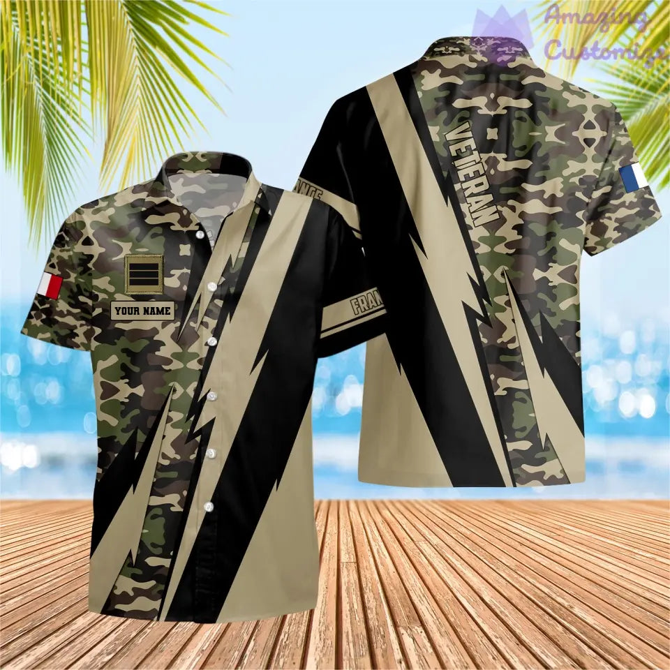 Personalisierter Kapuzenpullover mit Camouflage-Muster für französische Soldaten/Veteranen mit Namen und Rang, 3D-Druck – 17095968