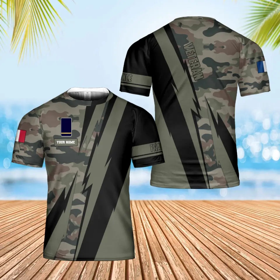 Personalized France Soldier/ Veteran Camo With Name And Rank Hoodie 3D Printed  - 17095968