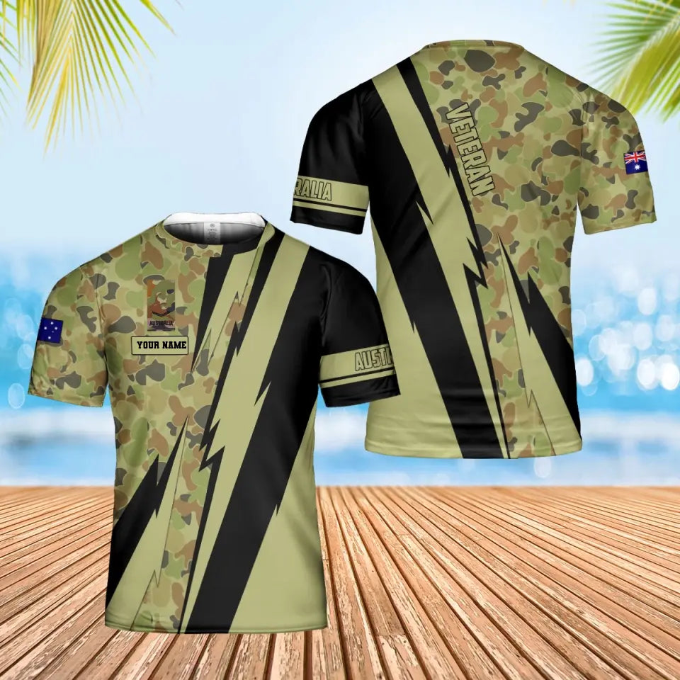 Personalisierter Kapuzenpullover mit Camouflage-Muster für australische Soldaten/Veteranen mit Namen und Rang, 3D-Druck – 17095968