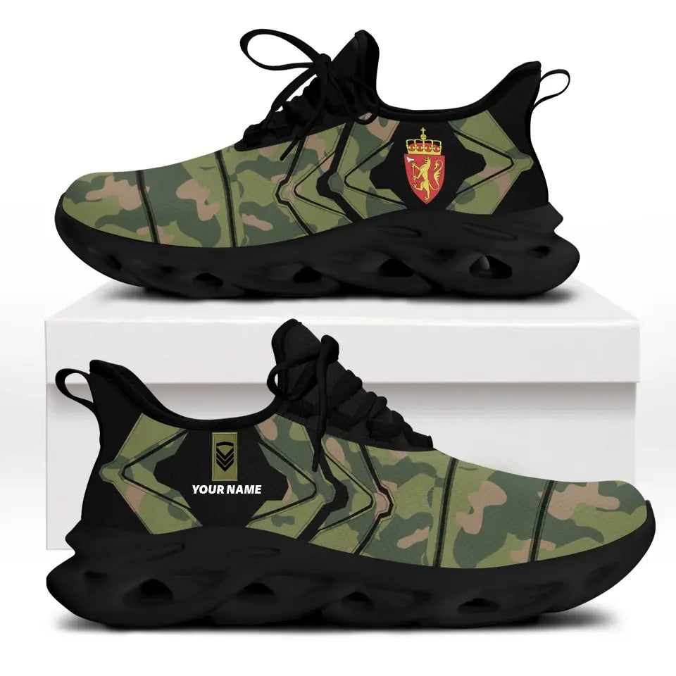 Personalisierte norwegische Soldaten/Veteranen mit Rang und Namen, bedruckte Herren-Sneakers – 0503240001