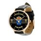 Personalized Sweden Soldier/ Veteran With Name And Rank Black Stitched Leather Watch - 0703240001 - Gold Version