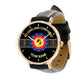 Montre Personnalisée Soldat/Vétéran Belge Avec Nom Et Grade En Cuir Noir Surpiqué - 0703240001 - Version Or