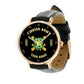 Personalisierte finnische Soldat/Veteran mit Namen und Rang schwarze genähte Lederuhr - 0803240001 - Goldversion