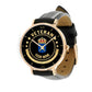 Personalized Sweden Soldier/ Veteran With Name Black Stitched Leather Watch - 1103240001 - Gold Version