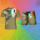 Personalisierter irischer Soldat/Veteran, Camouflage mit Namen und Rang, Kombi-T-Shirt + Short, 3D-Druck