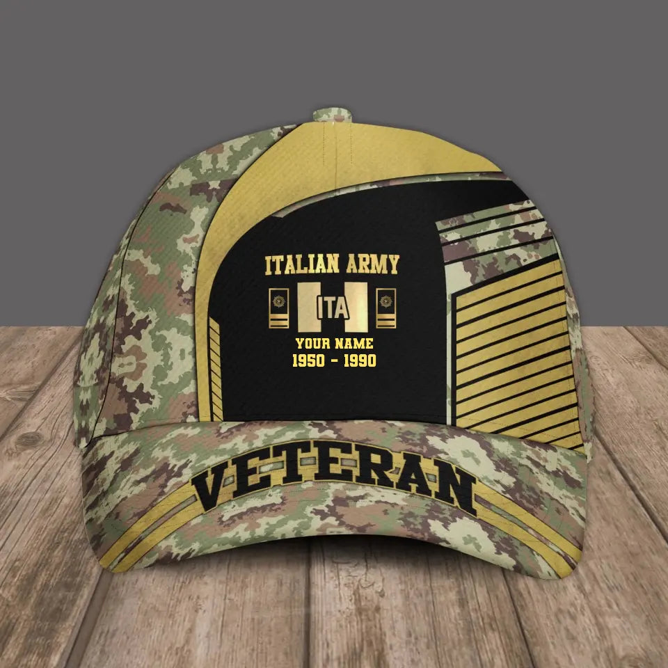 Personalized Rank And Name Italy Soldier/Veterans Camo Baseball Cap Veteran - 17109792