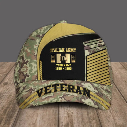 Personalized Rank And Name Italy Soldier/Veterans Camo Baseball Cap Veteran - 17109792