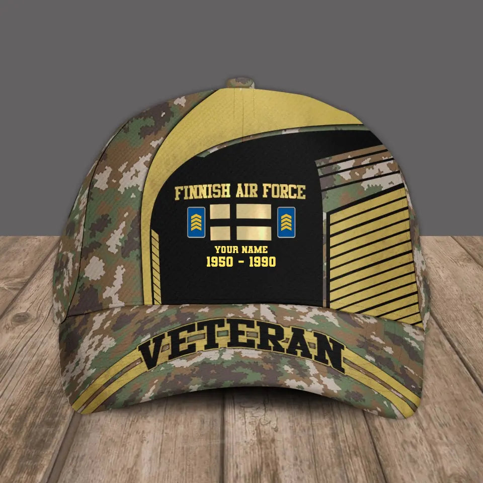 Personalisierter Rang, Jahr und Name Finnland Soldat/Veteranen Camo Baseball Cap Veteran - 2103240001