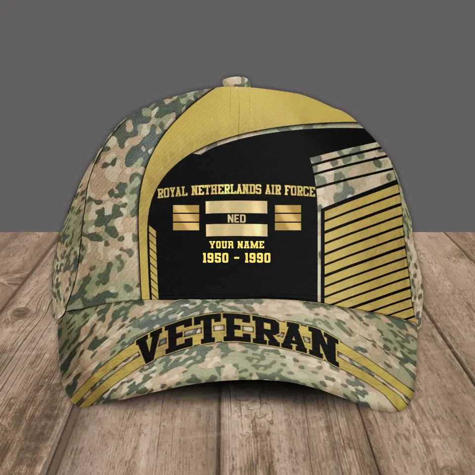 Personalized Rank, Year And Name Netherlands Soldier/Veterans Camo Baseball Cap Veteran - 17109792