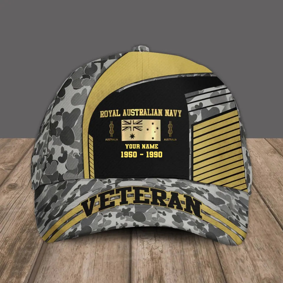 Casquette de baseball camouflage personnalisée avec grade, année et nom pour soldat/vétéran australien - 17109792