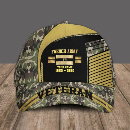 Personalized Rank, Year And Name France Soldier/Veterans Camo Baseball Cap Veteran - 17109792