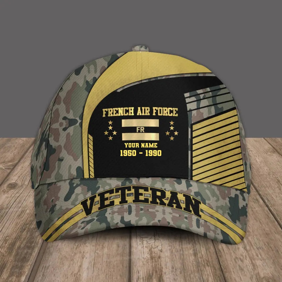 Personalized Rank, Year And Name France Soldier/Veterans Camo Baseball Cap Veteran - 17109792