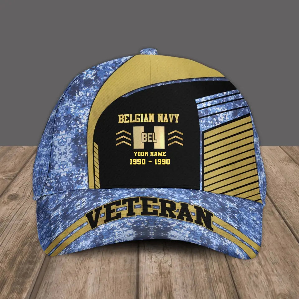 Personalisierter Rang, Jahr und Name belgischer Soldat/Veteran, Camouflage-Baseballkappe für Veteranen – 16793568