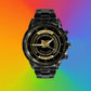 Personalized Australian Soldier/ Veteran With Name And Rank Black Stainless Steel Watch - 1709683201 - Gold Version