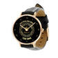 Montre personnalisée en cuir noir avec coutures noires pour soldat/vétéran australien avec nom et grade - 2803240001 - Version dorée