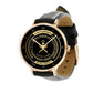 Personalized Swiss Soldier/ Veteran With Name, Rank Black Stitched Leather Watch - 0603240002 - Gold Version