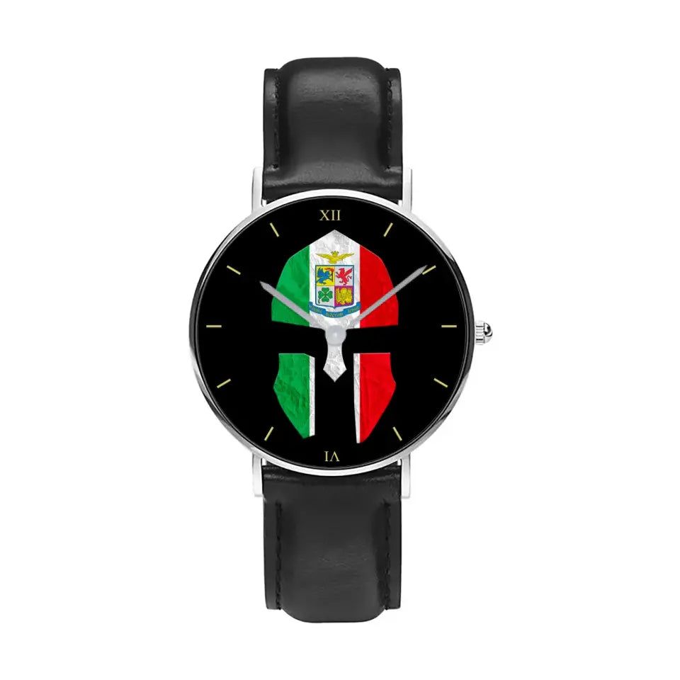 Italy Soldier/ Veteran  Black Stitched Leather Watch - 2903240001