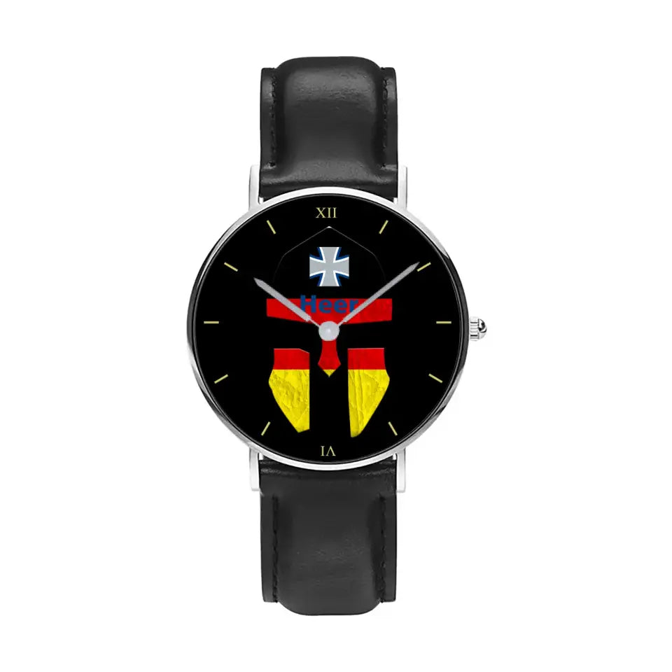 Montre en cuir noir cousue pour soldat/vétéran allemand - 2903240001