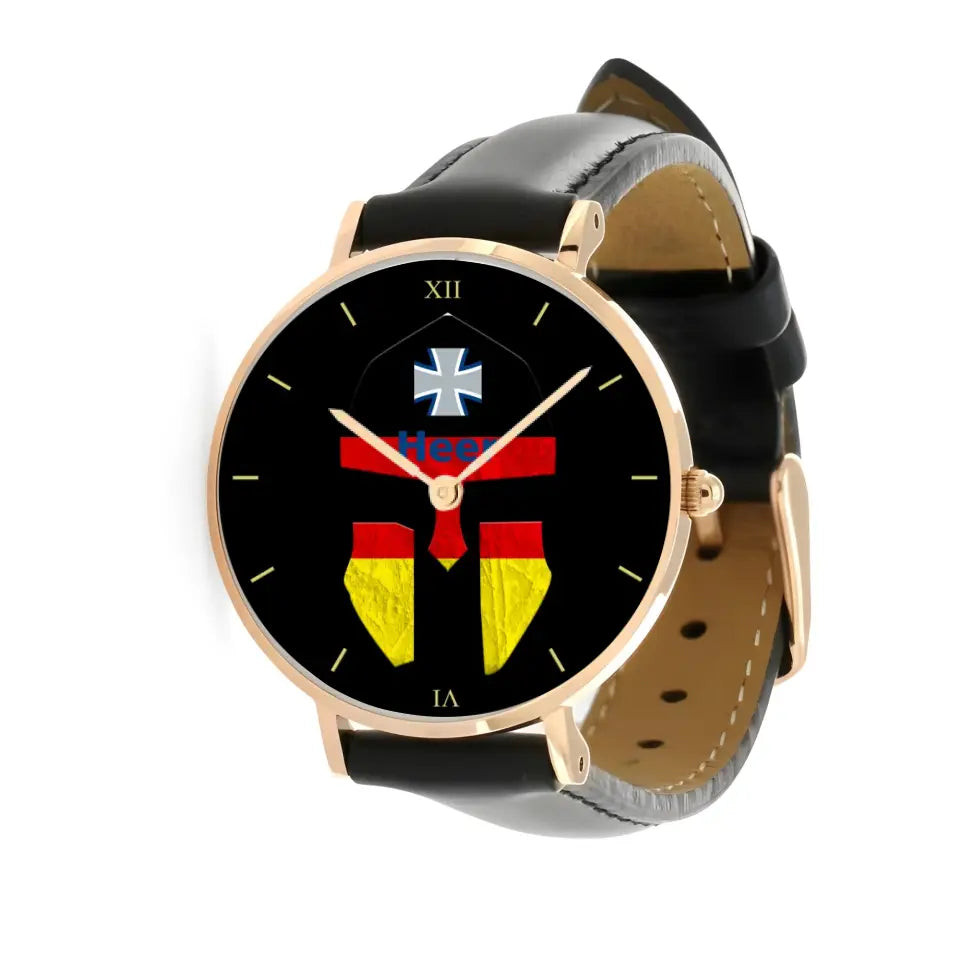 Montre en cuir noir cousue pour soldat/vétéran allemand - 2903240001