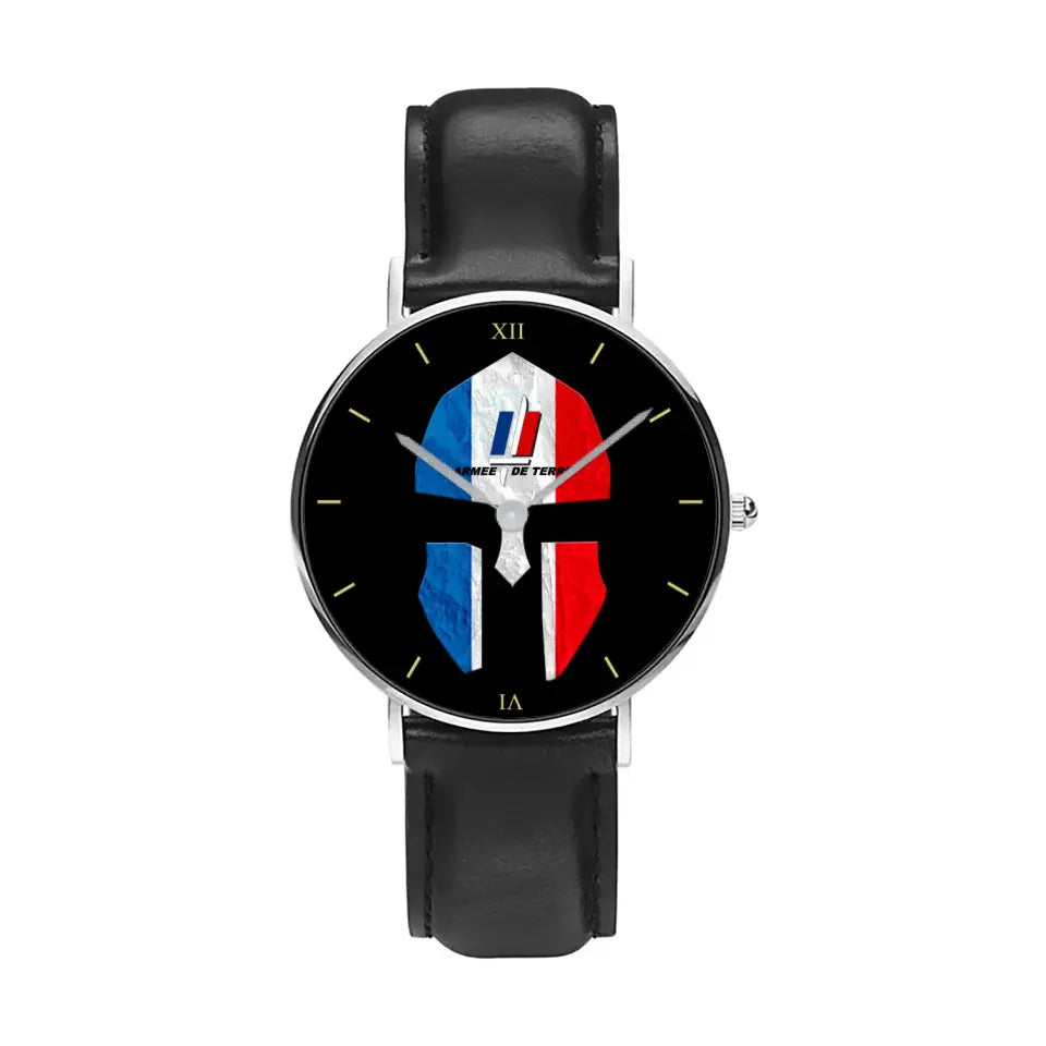 Montre Soldat/Vétéran France en cuir noir surpiqué - 2903240001