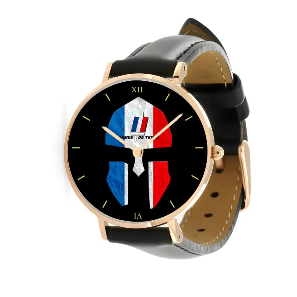 Montre Soldat/Vétéran France en cuir noir surpiqué - 2903240001