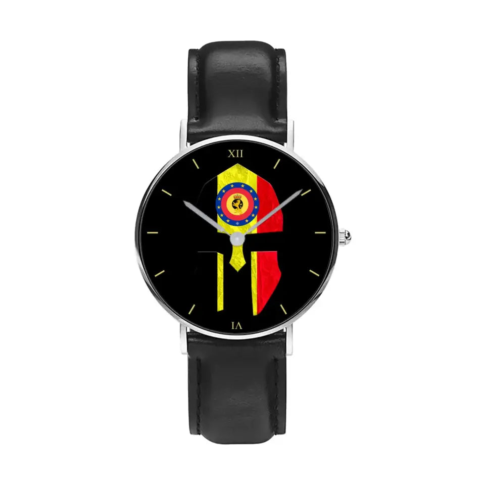 Montre en cuir noir cousue pour soldat/vétéran belge - 2903240001