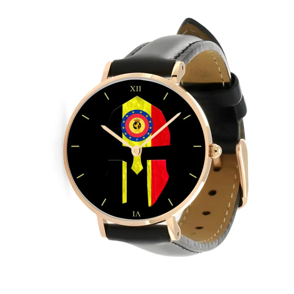 Montre en cuir noir cousue pour soldat/vétéran belge - 2903240001