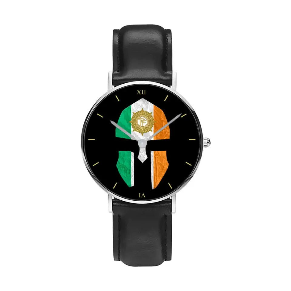 Montre en cuir noir cousue pour soldat/vétéran irlandais - 2903240001