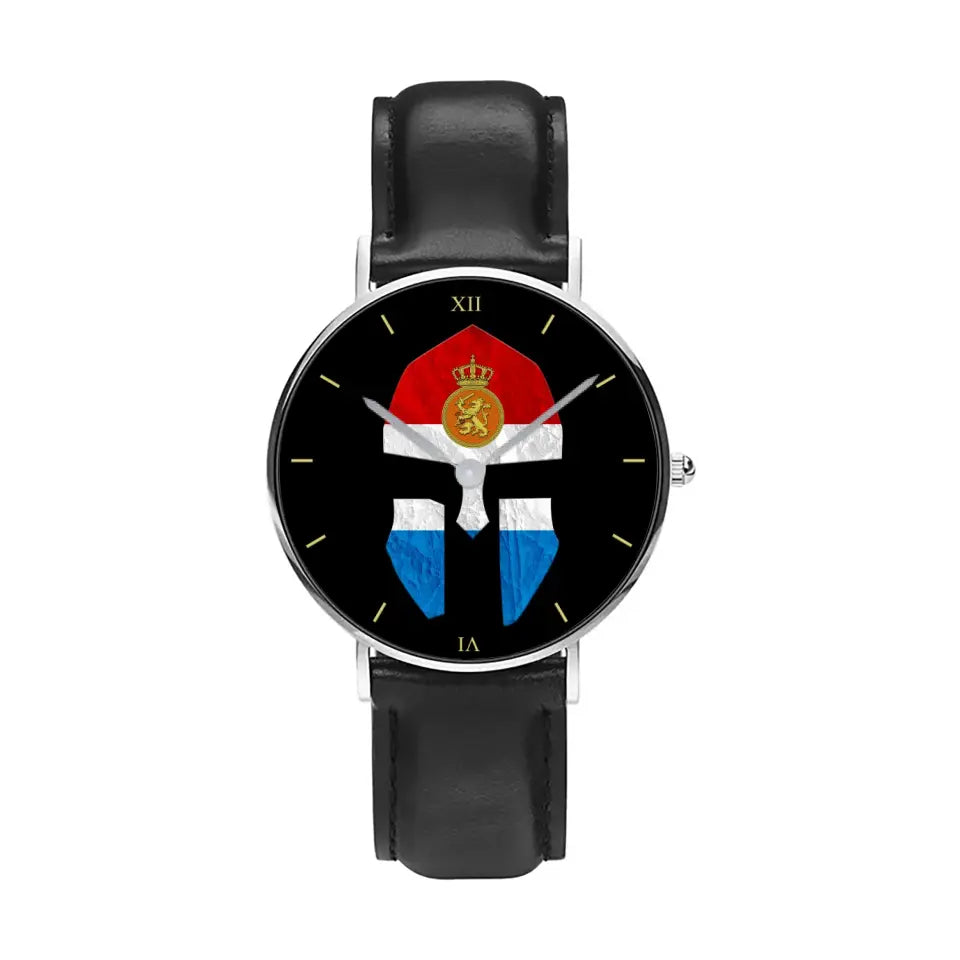 Montre en cuir noir cousue pour soldat/vétéran des Pays-Bas - 2903240001