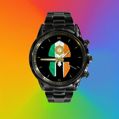 Montre en acier inoxydable noir pour soldat/vétéran irlandais - 2903240001