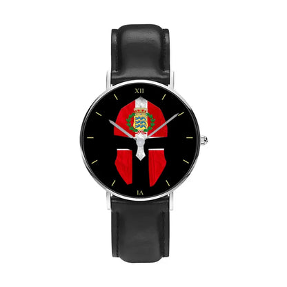 Montre en cuir noir cousue pour soldat/vétéran du Danemark - 2903240001