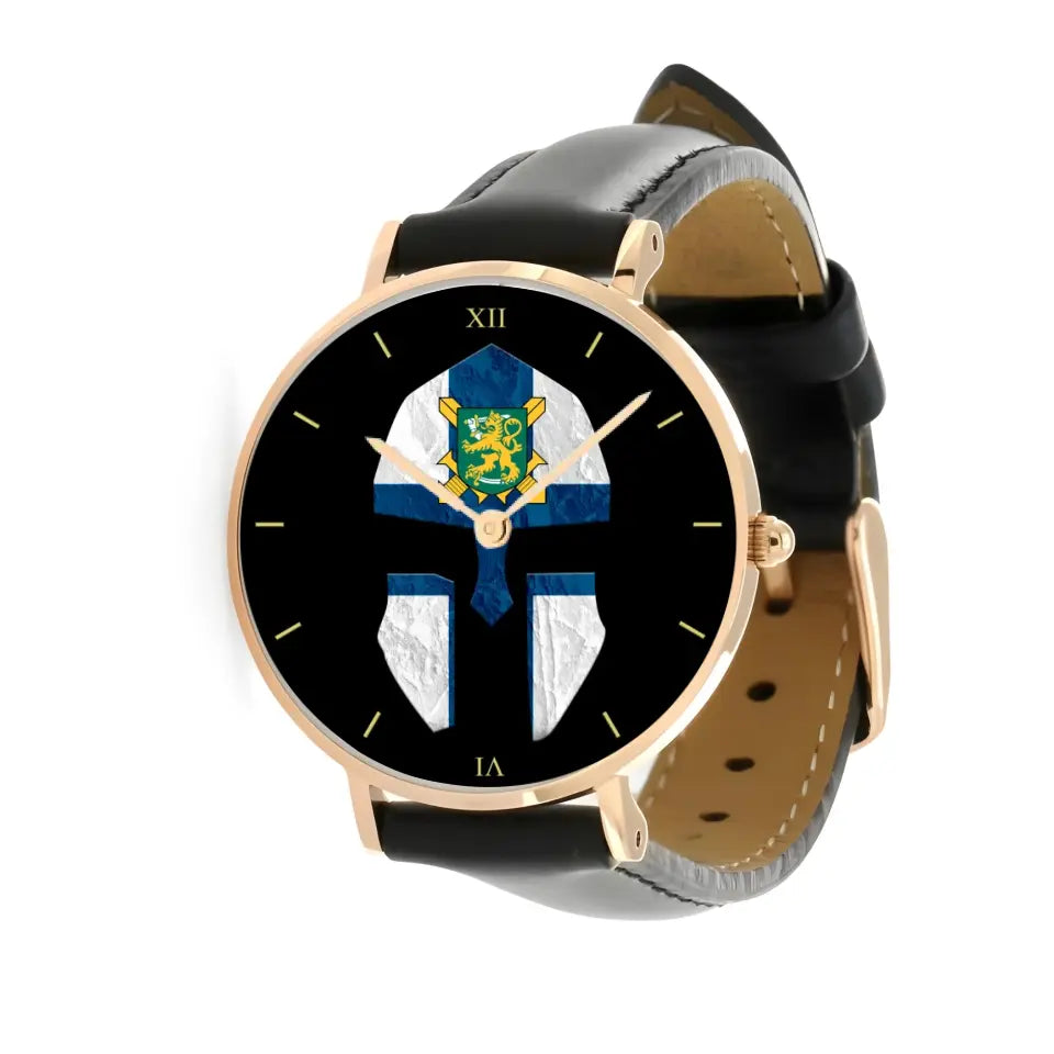 Montre en cuir noir cousue pour soldat/vétéran finlandais - 2903240001