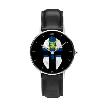 Montre en cuir noir cousue pour soldat/vétéran finlandais - 2903240001