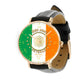 Montre personnalisée en cuir noir avec coutures noires pour soldat/vétéran irlandais avec nom et année - 0204240001 - Version dorée