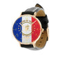 Personalized France Soldier/ Veteran With Name And Year Black Stitched Leather Watch - 0204240001 - Gold Version