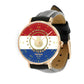 Personalized Netherlands Soldier/ Veteran With Name And Year Black Stitched Leather Watch - 0204240001 - Gold Version