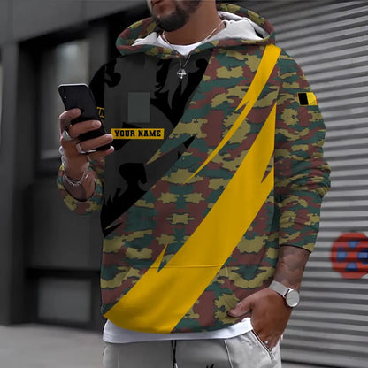 Sweat à capuche personnalisé avec camouflage soldat/vétéran belge avec nom et grade imprimé en 3D - 1698796801