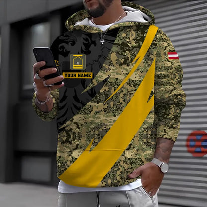 Sweat à capuche personnalisé avec camouflage soldat/vétéran autrichien avec nom et grade imprimé en 3D - 1698796801