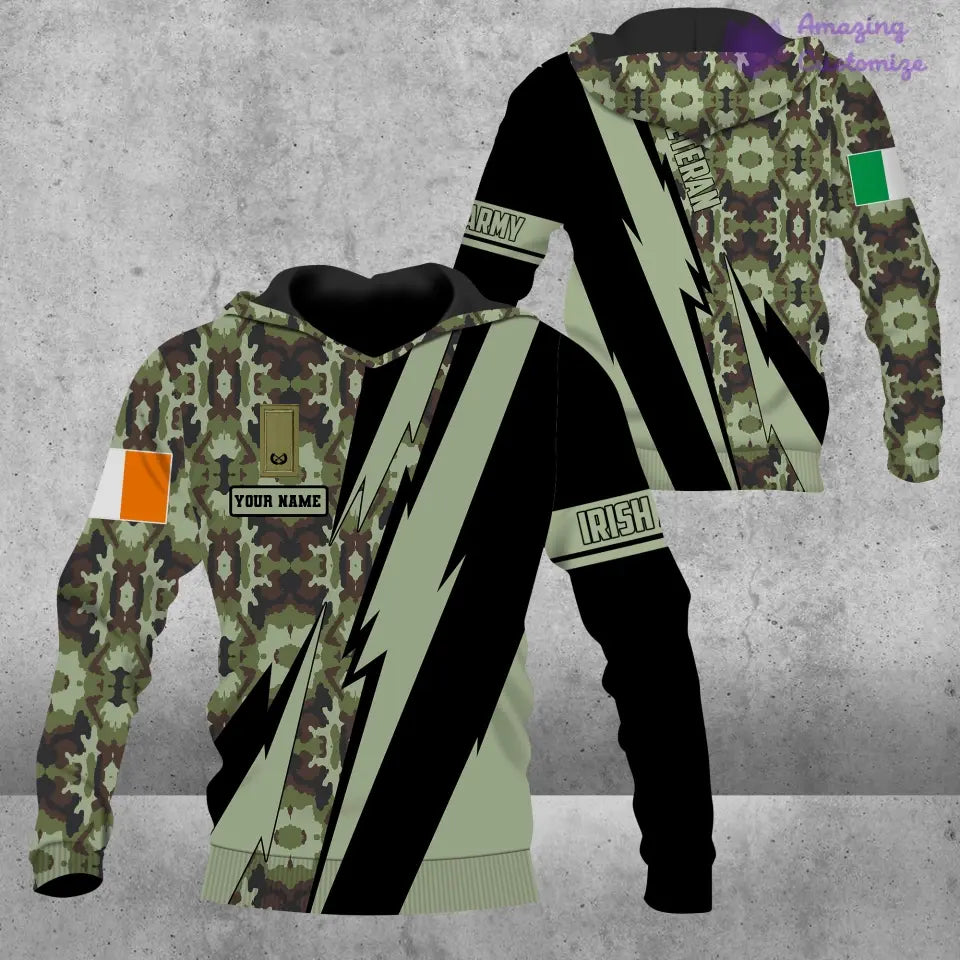 Personalized Ireland Soldier/Veteran with Name and Rank Hoodie All Over Printed - 17121024