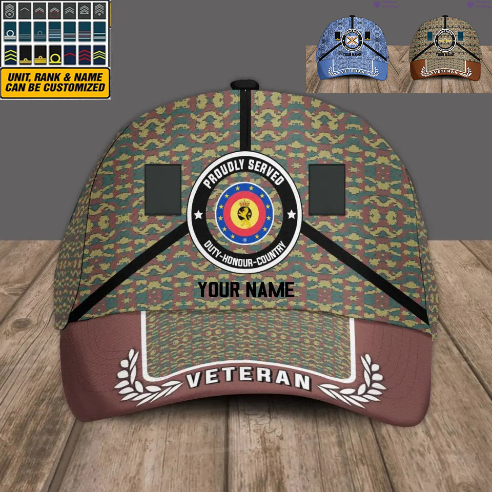 Personalized Rank And Name Belgium Soldier/Veterans Camo Baseball Cap - 17121888